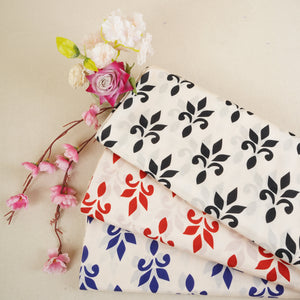 Red with Cream Floral Print Muslin Fabric MT-29393