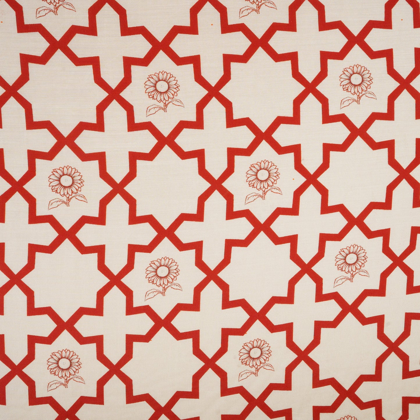 Red with Cream Moroccon Print Muslin Fabric MT-29395