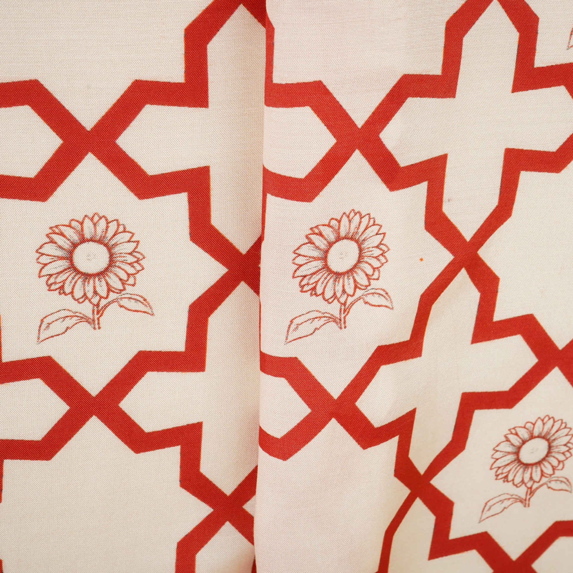 Red with Cream Moroccon Print Muslin Fabric MT-29395