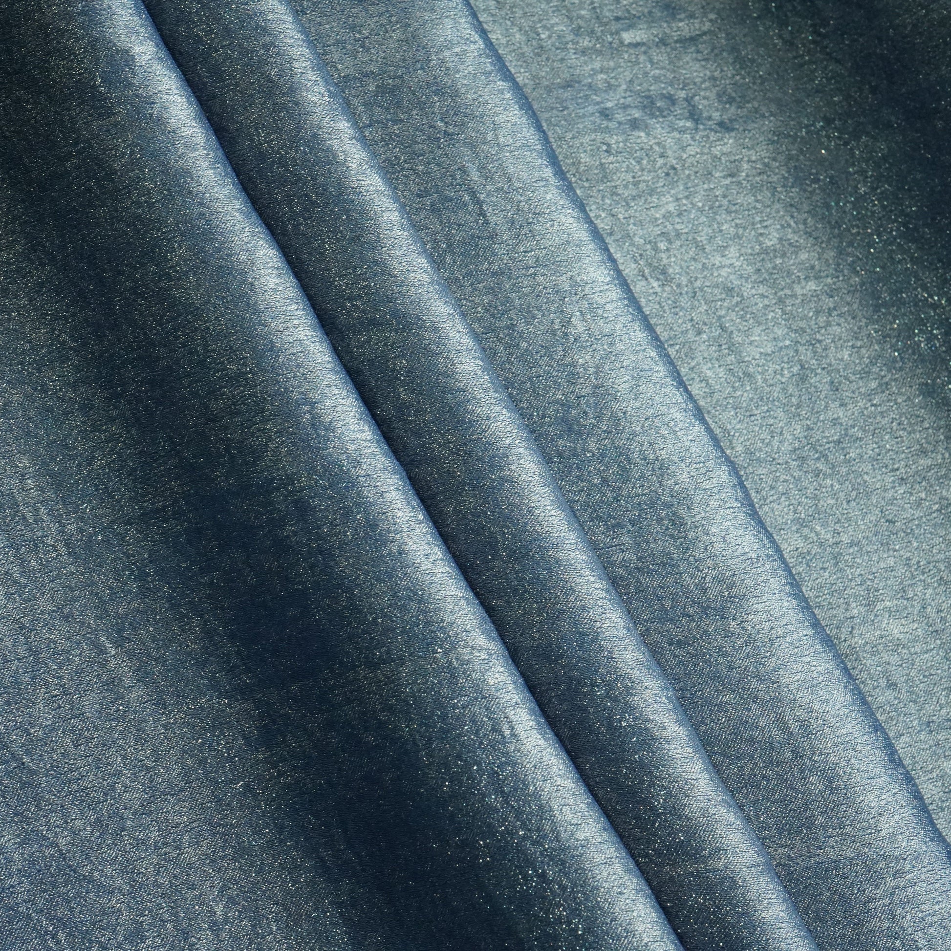 Navy Blue Silver Shimmer Chanderi Velvet Fabric 13874