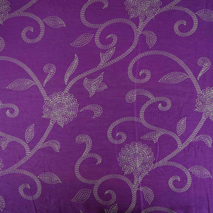 Purple Floral Print Pure 70gm Chanderi Fabric SN-30528 - TradeUNO