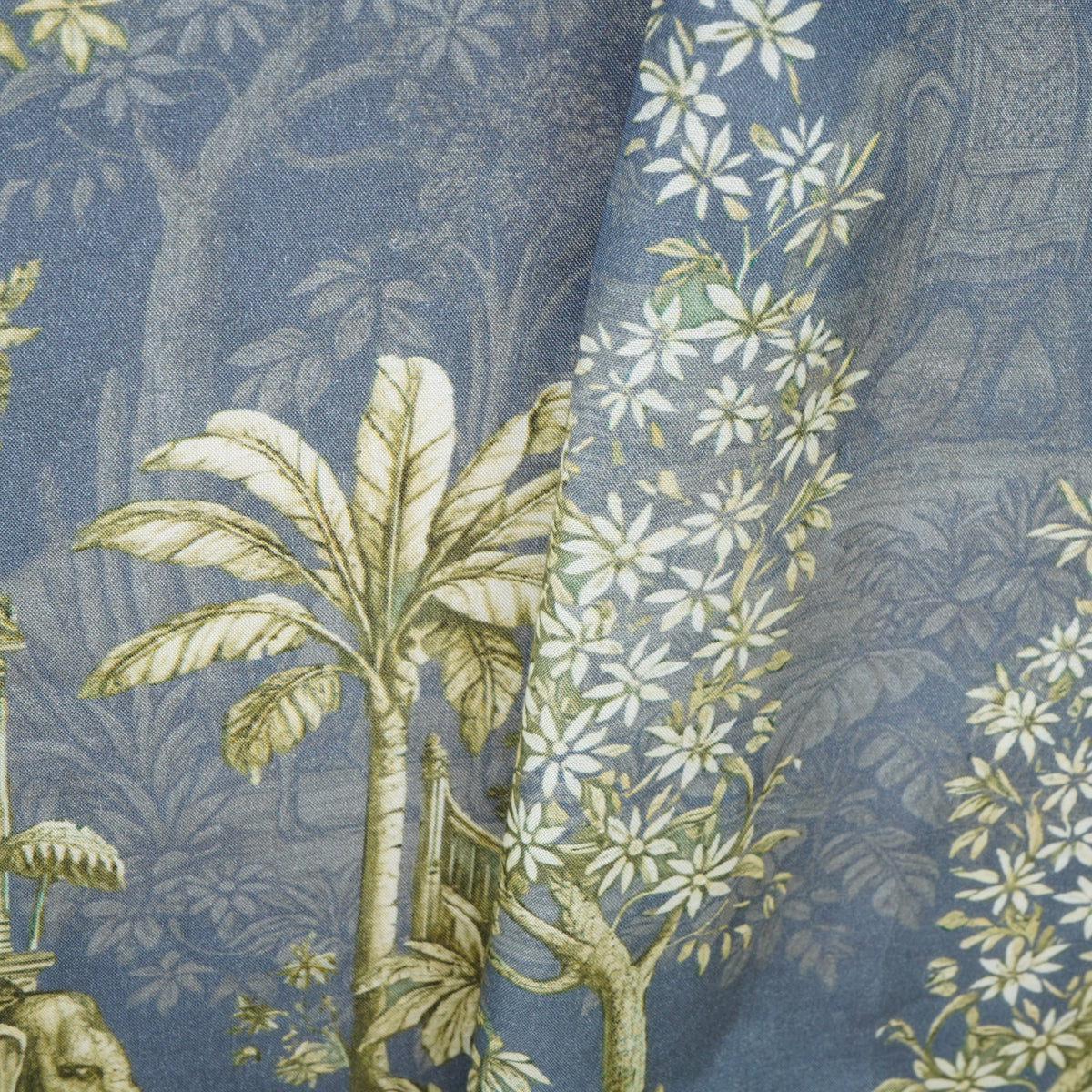 Dark Grey Traditional Print Muslin Fabric MT-29399