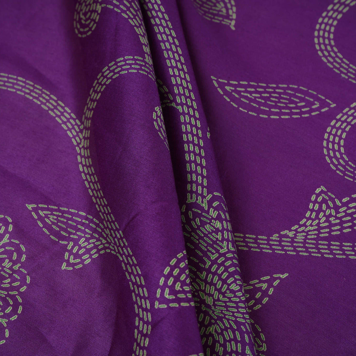 Purple Floral Print Pure 70gm Chanderi Fabric SN-30528 - TradeUNO
