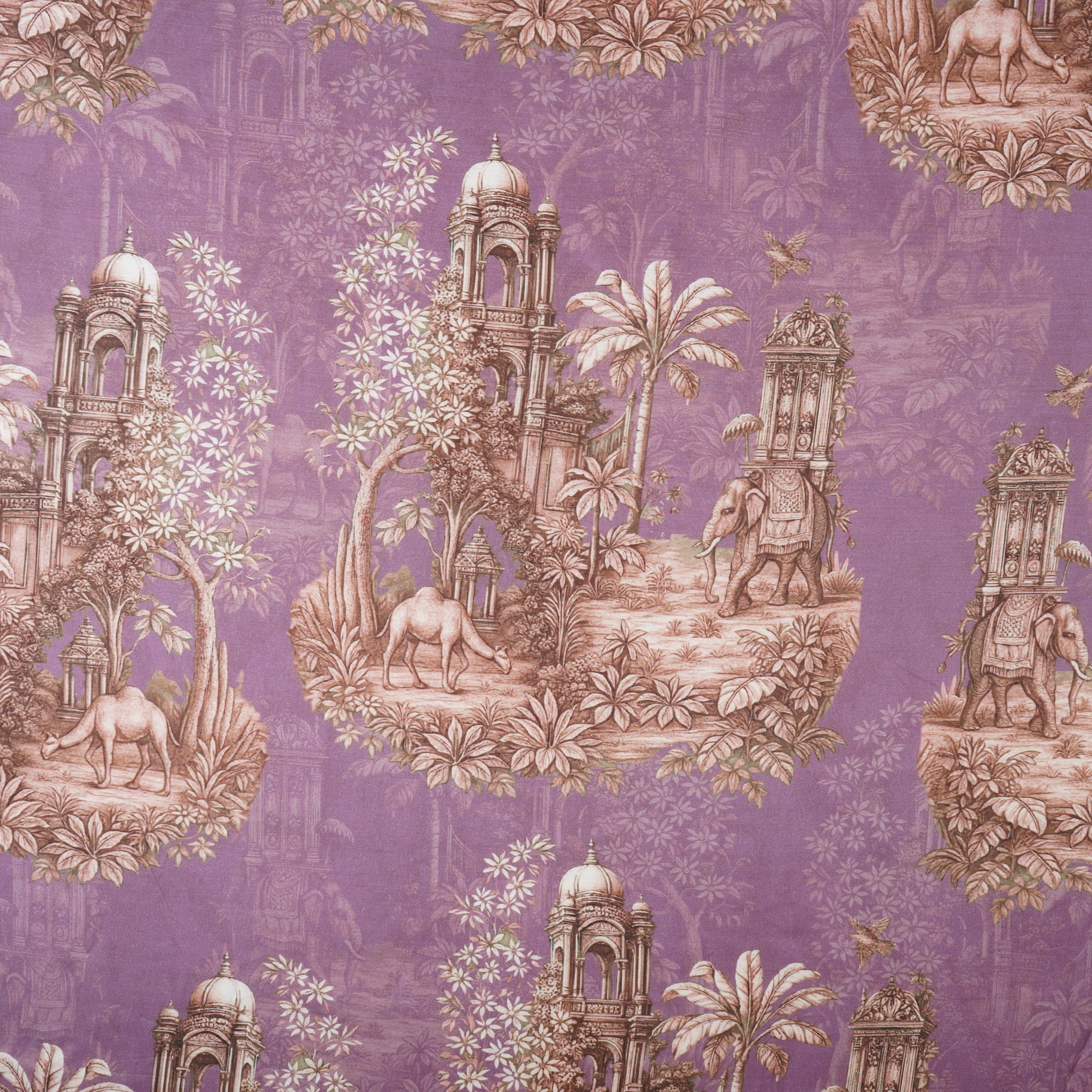 Lilac Traditional Print Muslin Fabric MT-29398