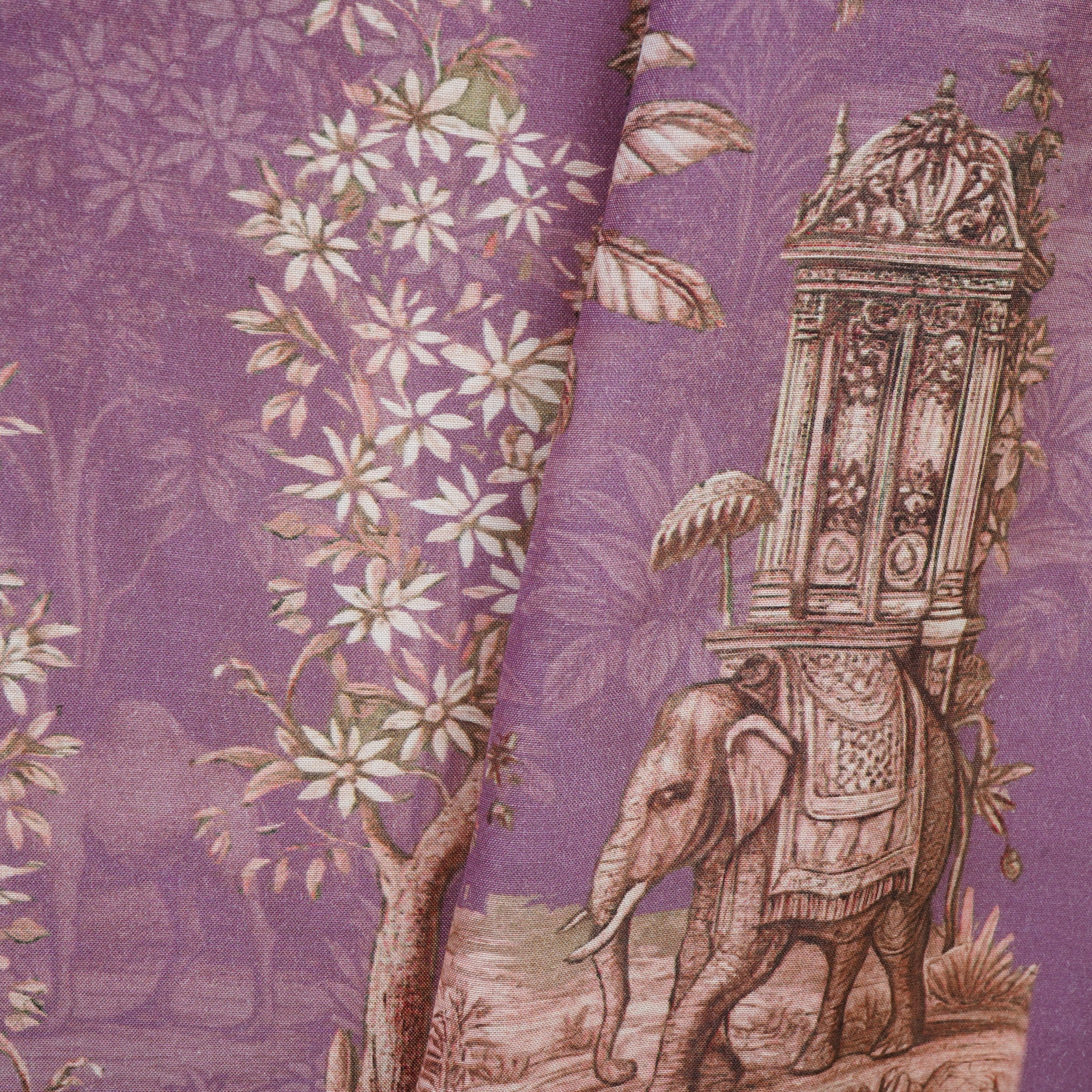 Lilac Traditional Print Muslin Fabric MT-29398
