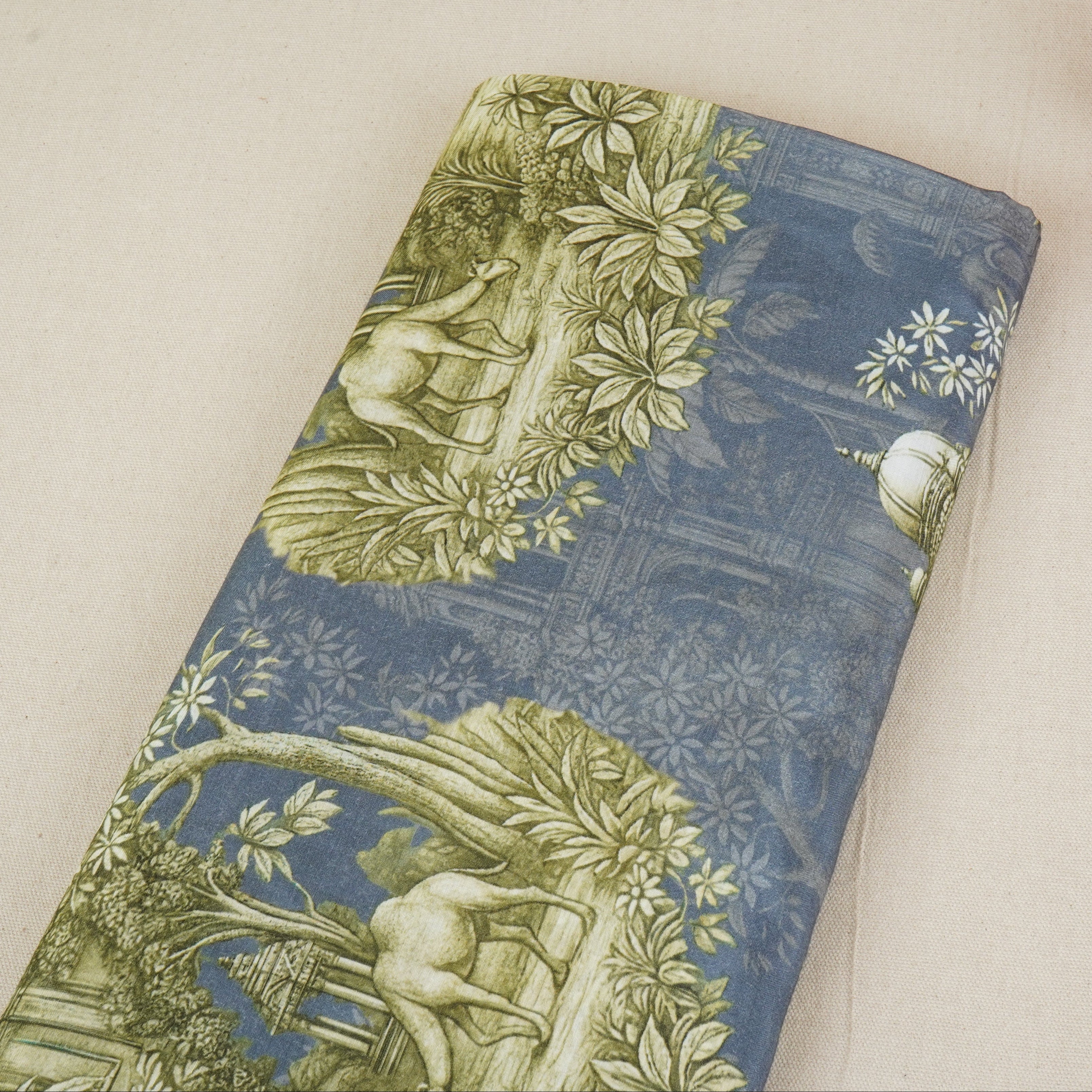 Dark Grey Traditional Print Muslin Fabric MT-29399
