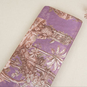 Lilac Traditional Print Muslin Fabric MT-29398