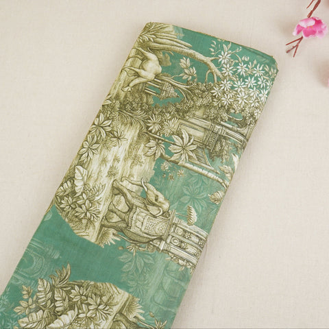 Green Traditional Print Muslin Fabric MT-29400