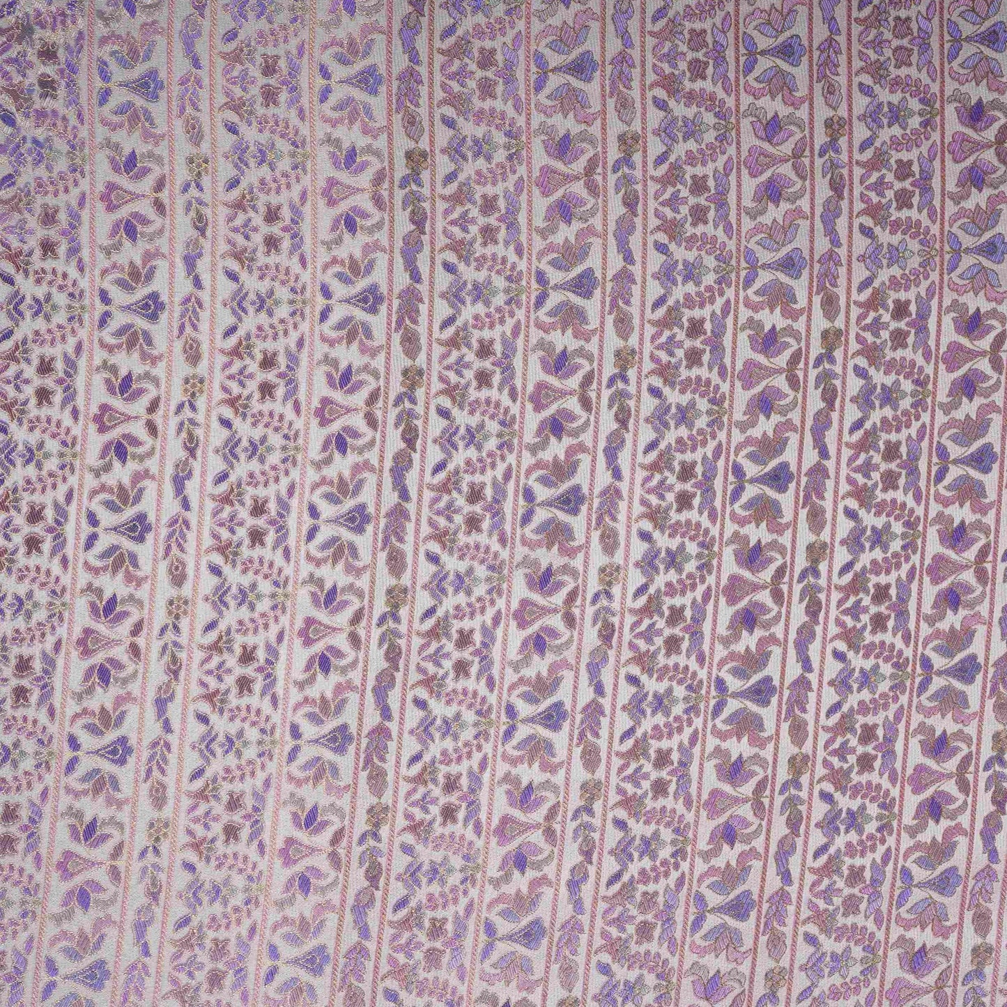 Off White Stripes Meenakari Dola Jacquard Fabric SGS-30711