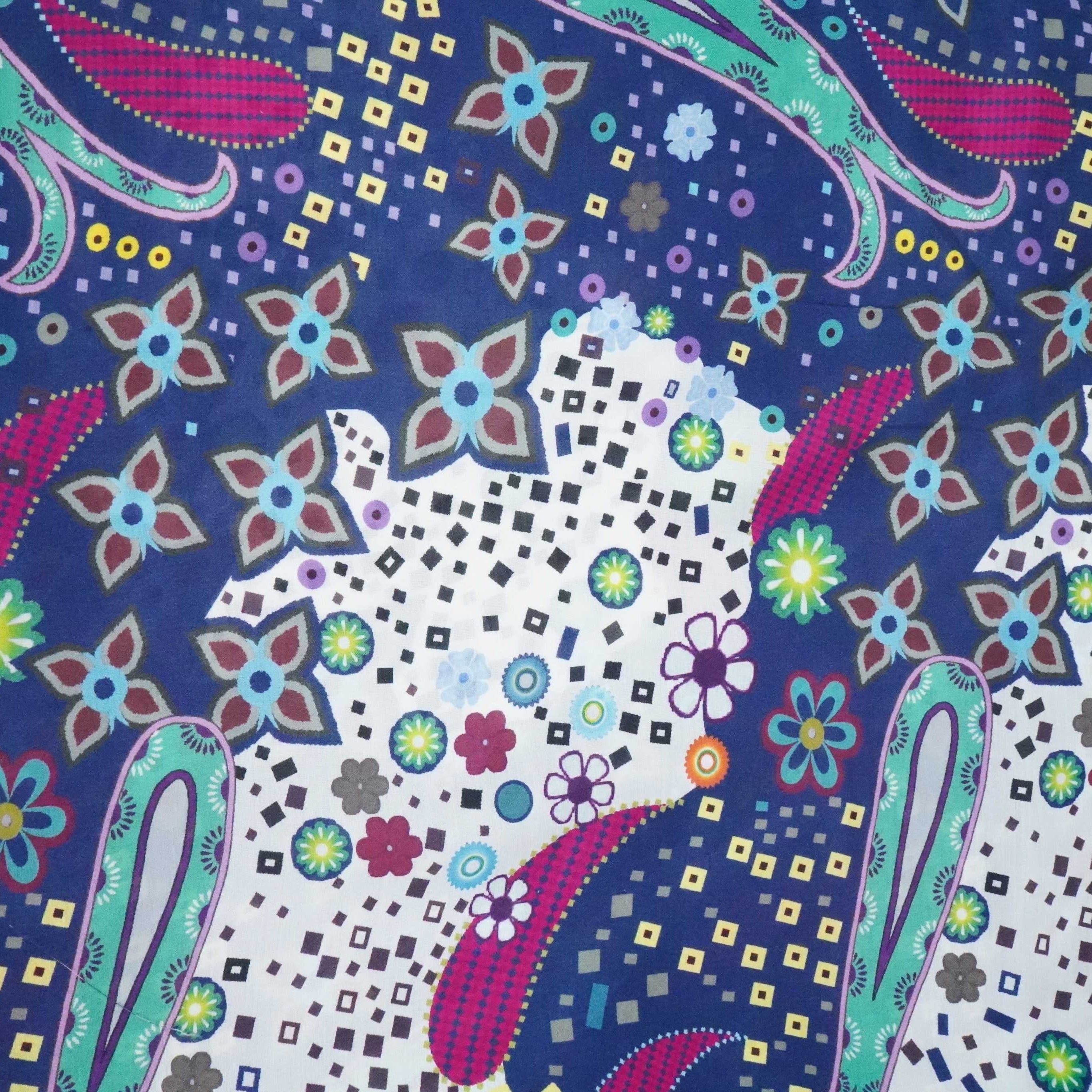 Multi Color Paisley Print Russian Silk Fabric TU-3130 - TradeUNO