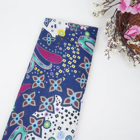 Multi Color Paisley Print Russian Silk Fabric TU-3130 - TradeUNO