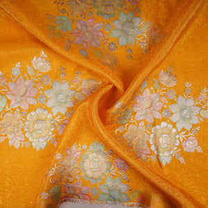 Mustard Yellow Meenakari Floral Pure Tissue Fabric SGS-30720 - TradeUNO