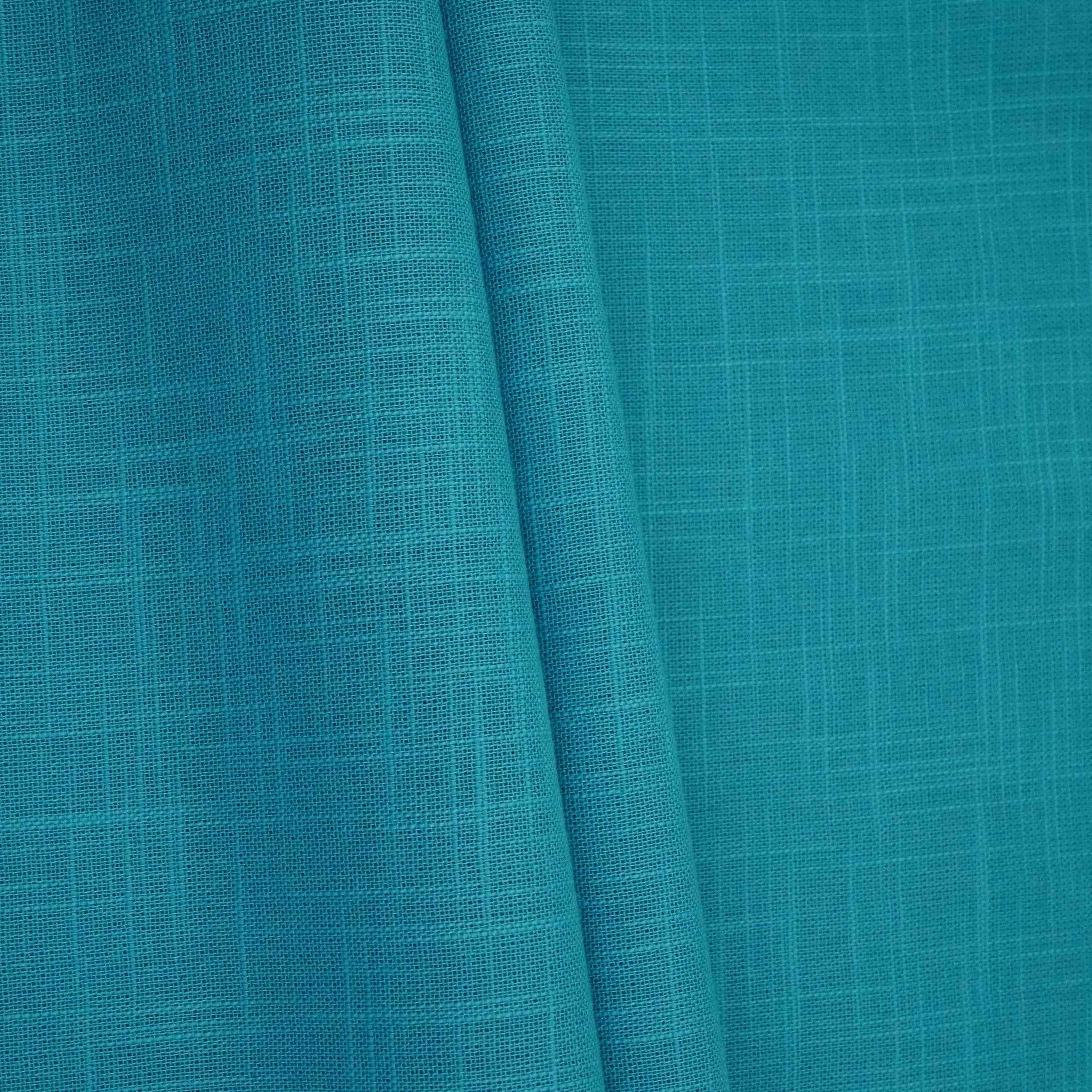 Aqua Blue Solid Cotton Linen Slub Fabric SG-30367 - TradeUNO
