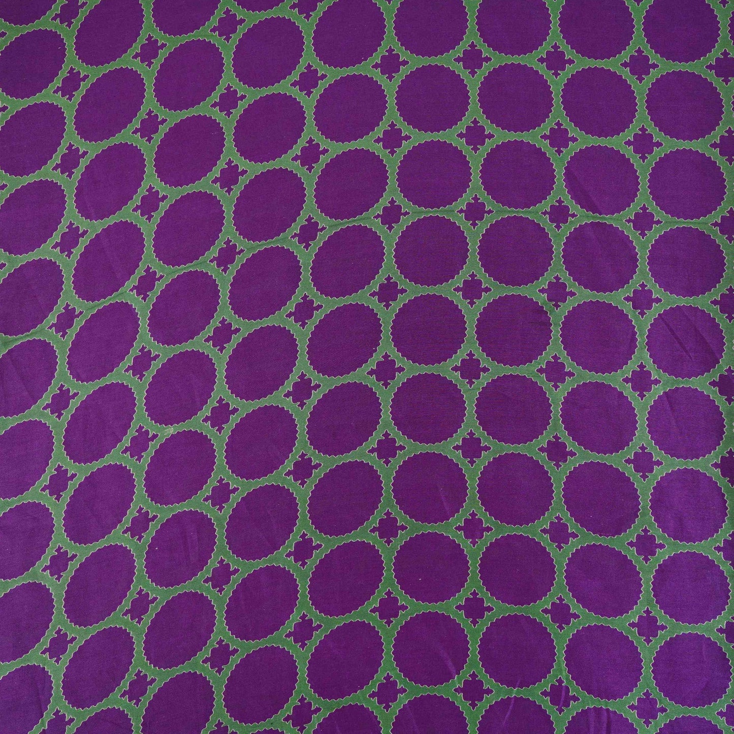 Purple Polka Dot Print Pure 70gm Chanderi Fabric SN-30549