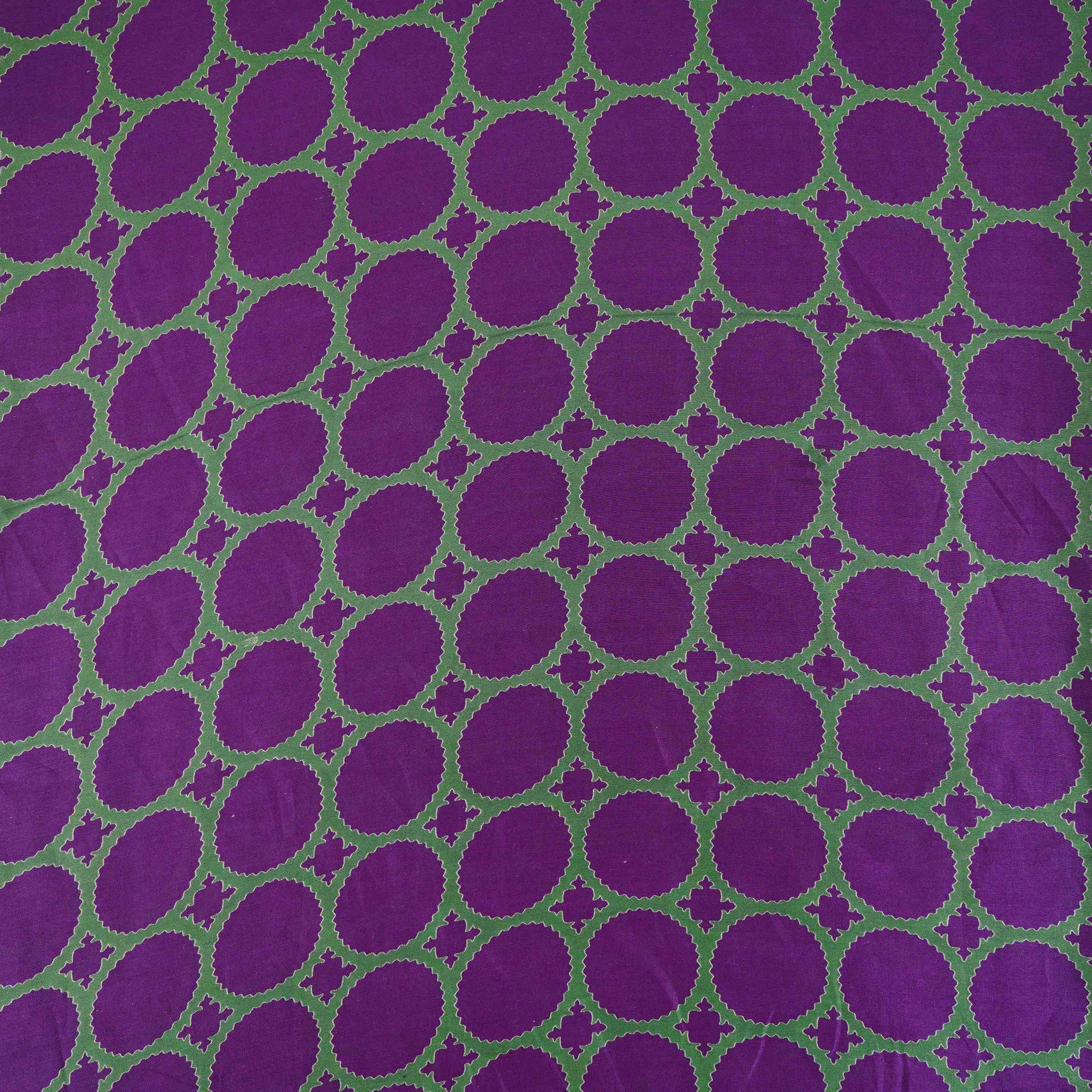 Purple Polka Dot Print Pure 70gm Chanderi Fabric SN-30549 - TradeUNO