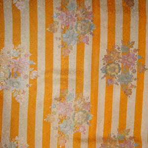 Mustard Yellow Stripes Meenakari Floral Pure Tissue Fabric SGS-30721 - TradeUNO