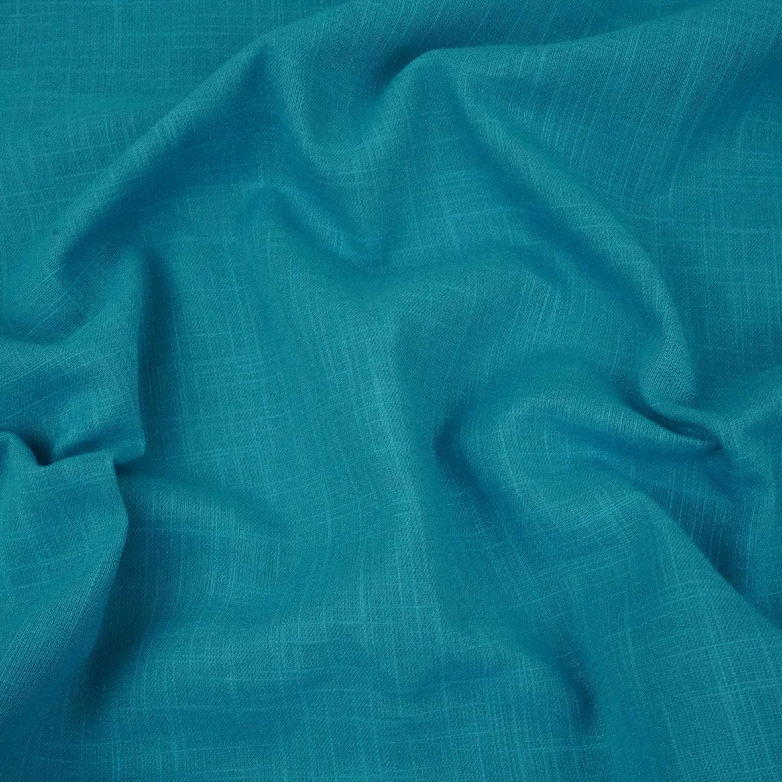 Aqua Blue Solid Cotton Linen Slub Fabric SG-30367 - TradeUNO