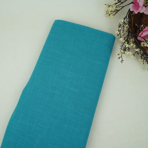 Aqua Blue Solid Cotton Linen Slub Fabric SG-30367 - TradeUNO