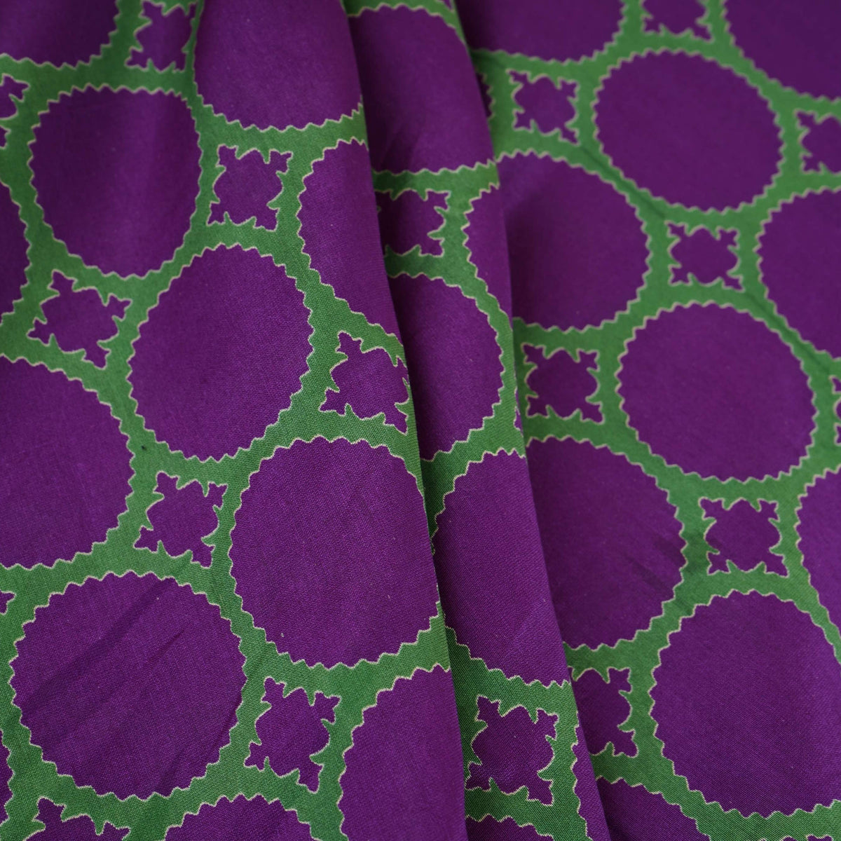 Purple Polka Dot Print Pure 70gm Chanderi Fabric SN-30549 - TradeUNO