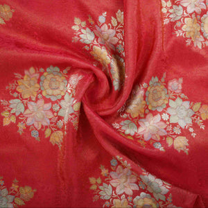 Maroon Meenakari Floral Pure Tissue Fabric SGS-30718 - TradeUNO