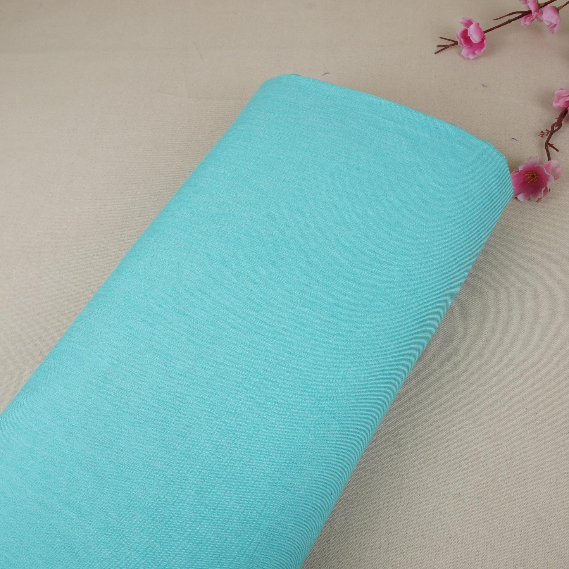 Turquoise Green Solid Thin Denim Fabric KS-29407