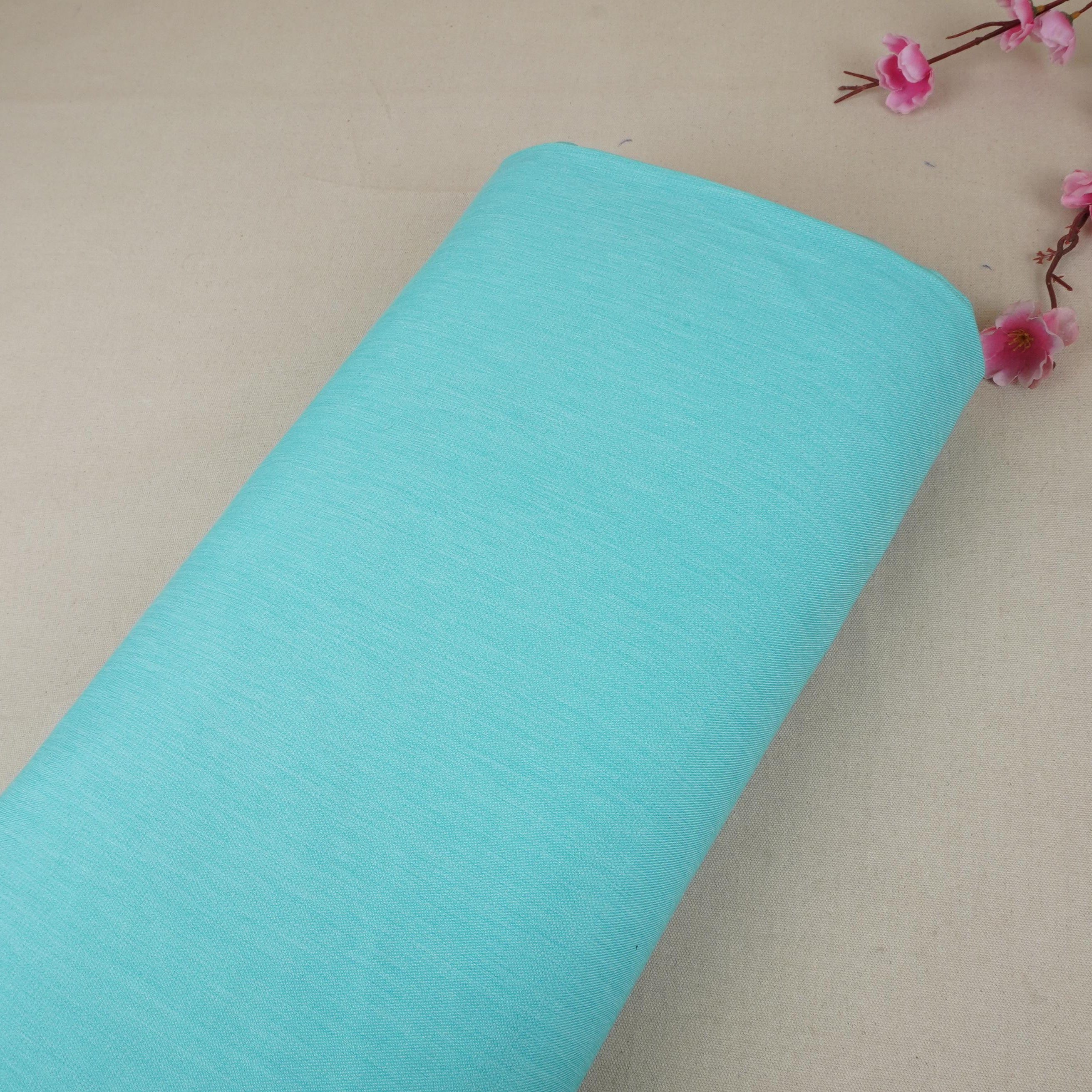 Turquoise Green Solid Thin Denim Fabric KS-29407