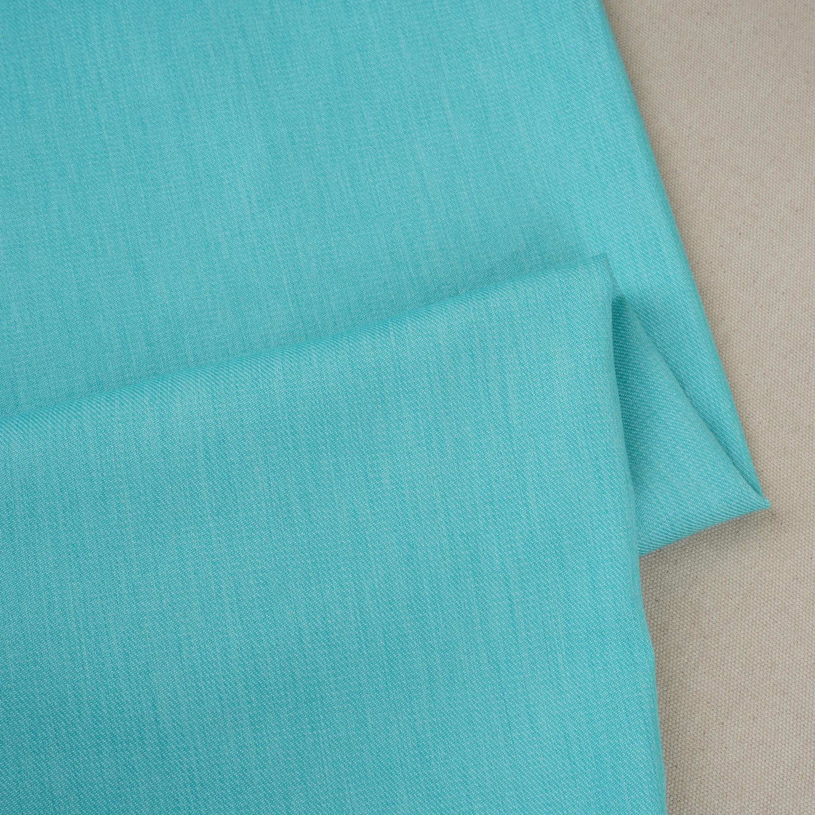 Turquoise Green Solid Thin Denim Fabric KS-29407
