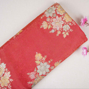 Maroon Meenakari Floral Pure Tissue Fabric SGS-30718 - TradeUNO