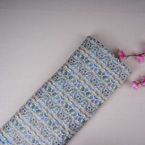 Ivory Stripes Meenakari Dola Jacquard Fabric SGS-30713 - TradeUNO