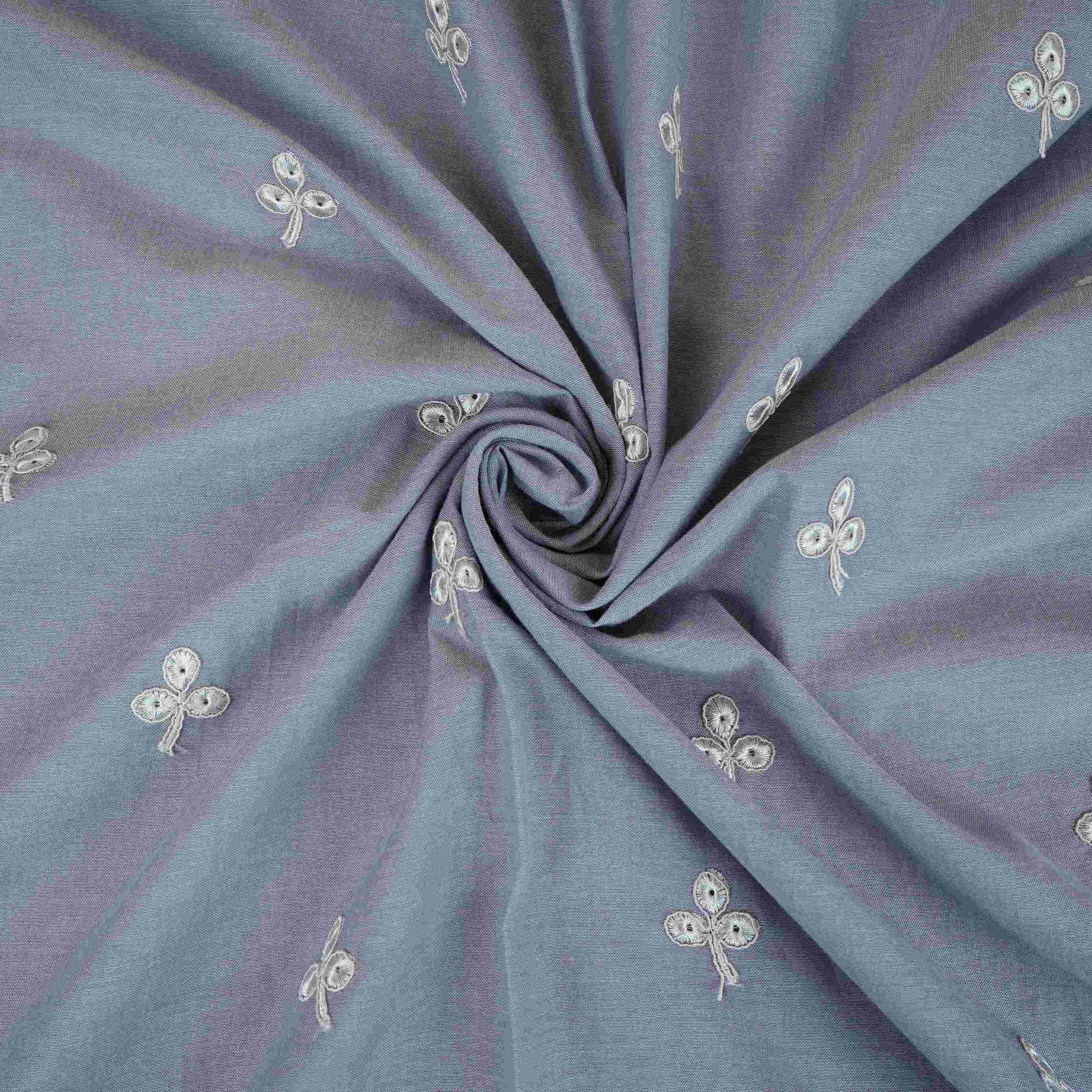 Lavender Floral Embroidery South Cotton Fabric ZA-30595 - TradeUNO