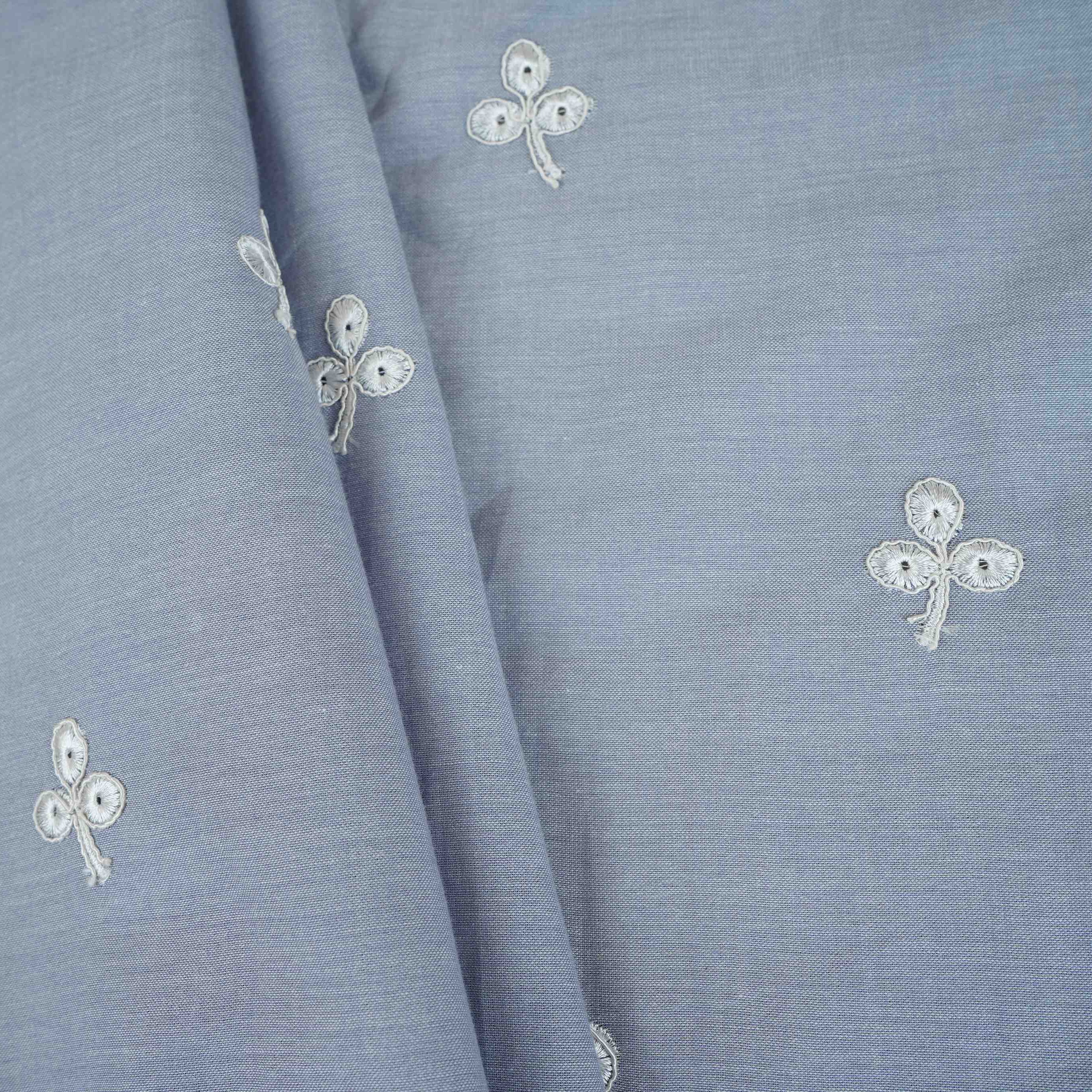 Lavender Floral Embroidery South Cotton Fabric ZA-30595 - TradeUNO