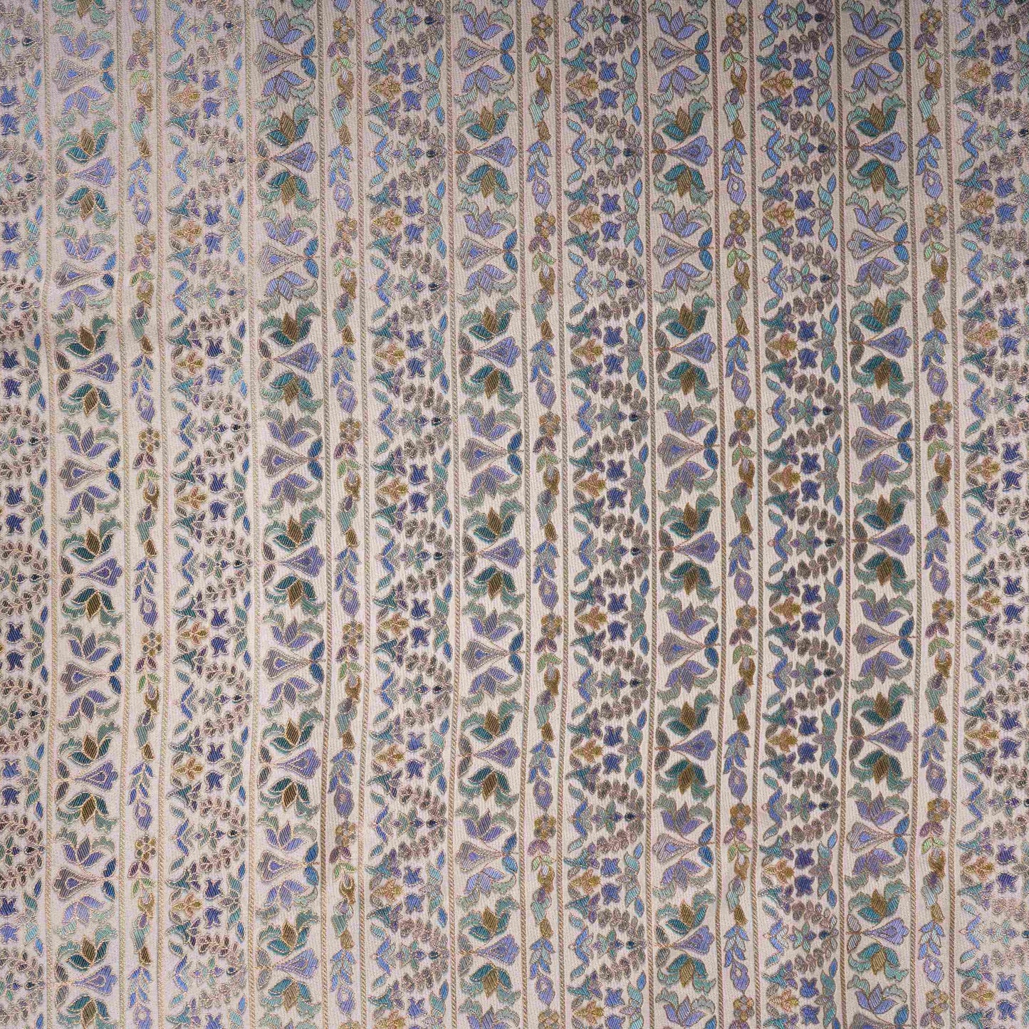 Ivory Stripes Meenakari Dola Jacquard Fabric SGS-30713