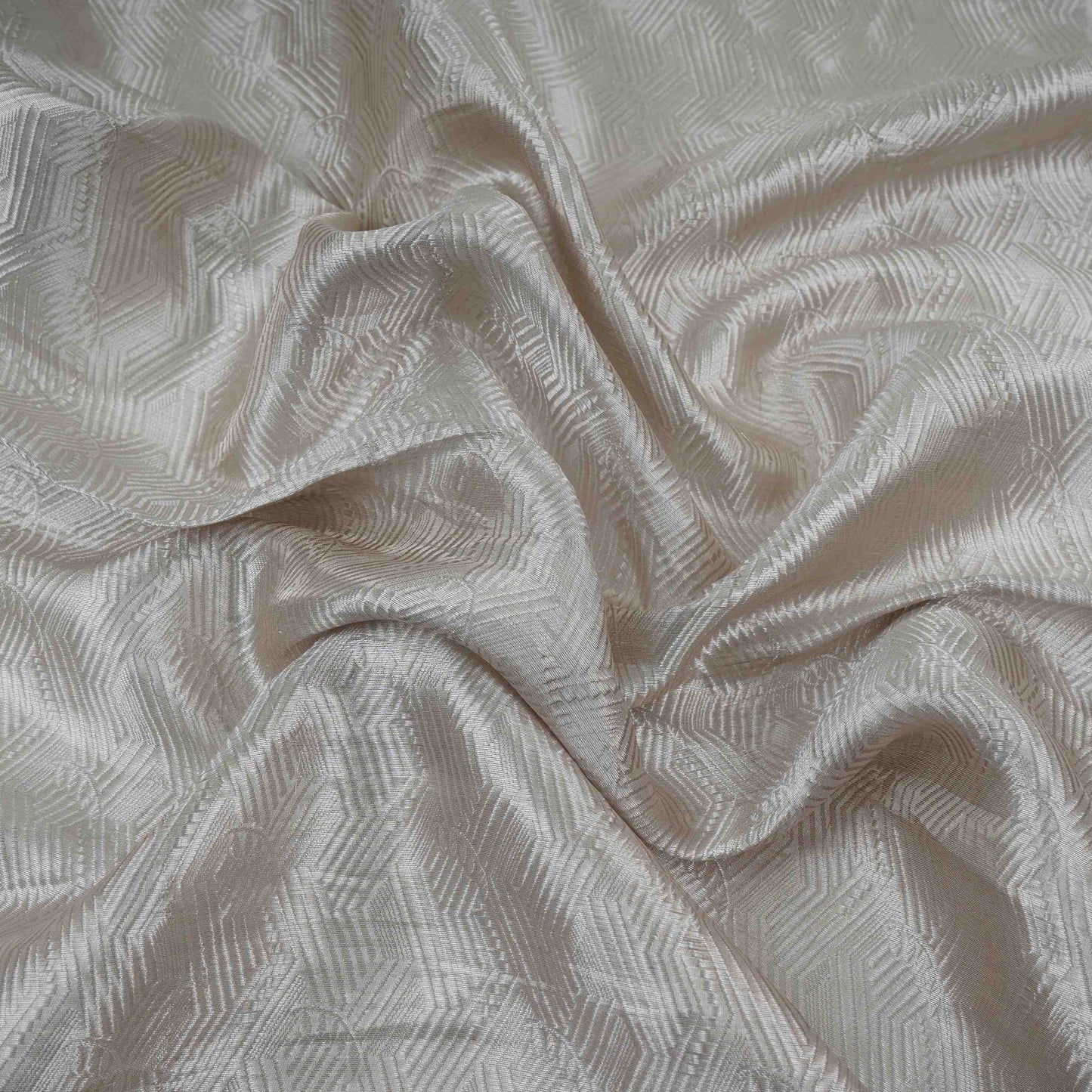 Silver Geometrical Jacquard Weave Tissue Fabric CW-32592
