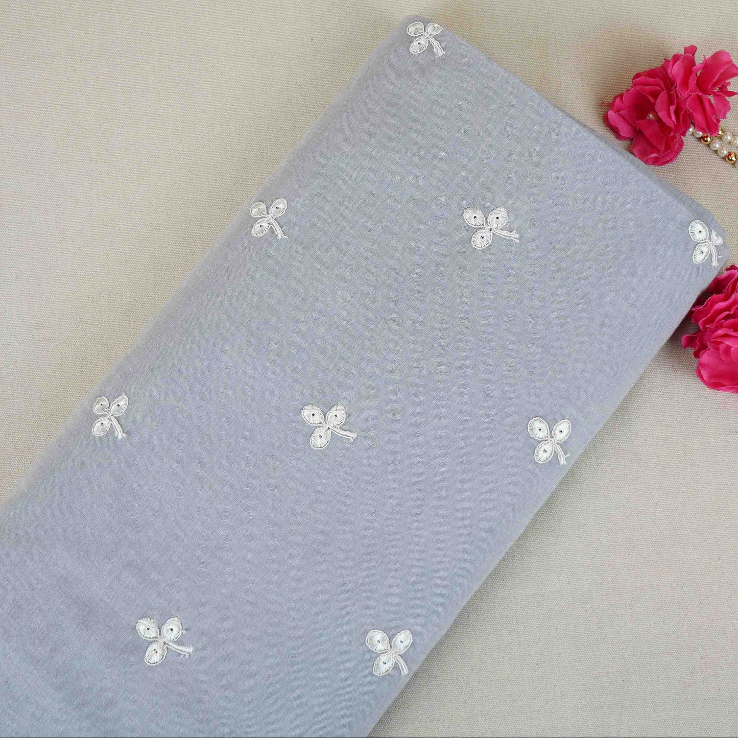 Lavender Floral Embroidery South Cotton Fabric ZA-30595
