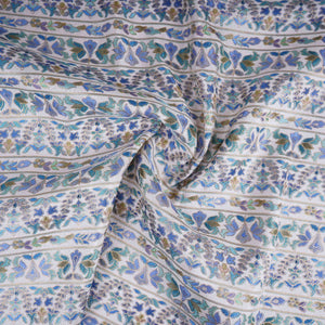 Ivory Stripes Meenakari Dola Jacquard Fabric SGS-30713 - TradeUNO
