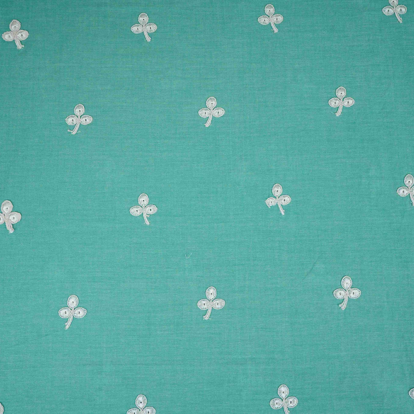 Teal Green Floral Embroidery South Cotton Fabric ZA-30589
