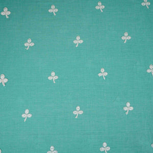 Teal Green Floral Embroidery South Cotton Fabric ZA-30589 - TradeUNO