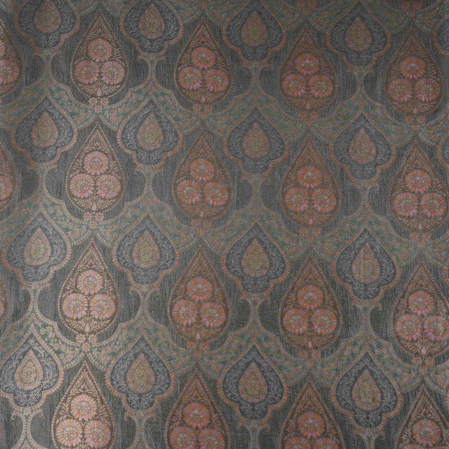 Olive Charcoal Jamawar Dola Jacquard Fabric SGS-30715