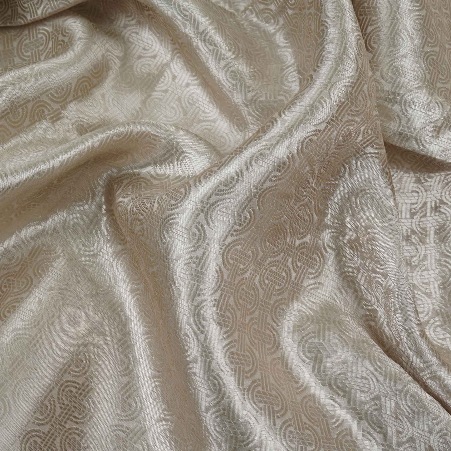 Magenta With Silver Gold Zari Work Tissue Fabric CW-32597