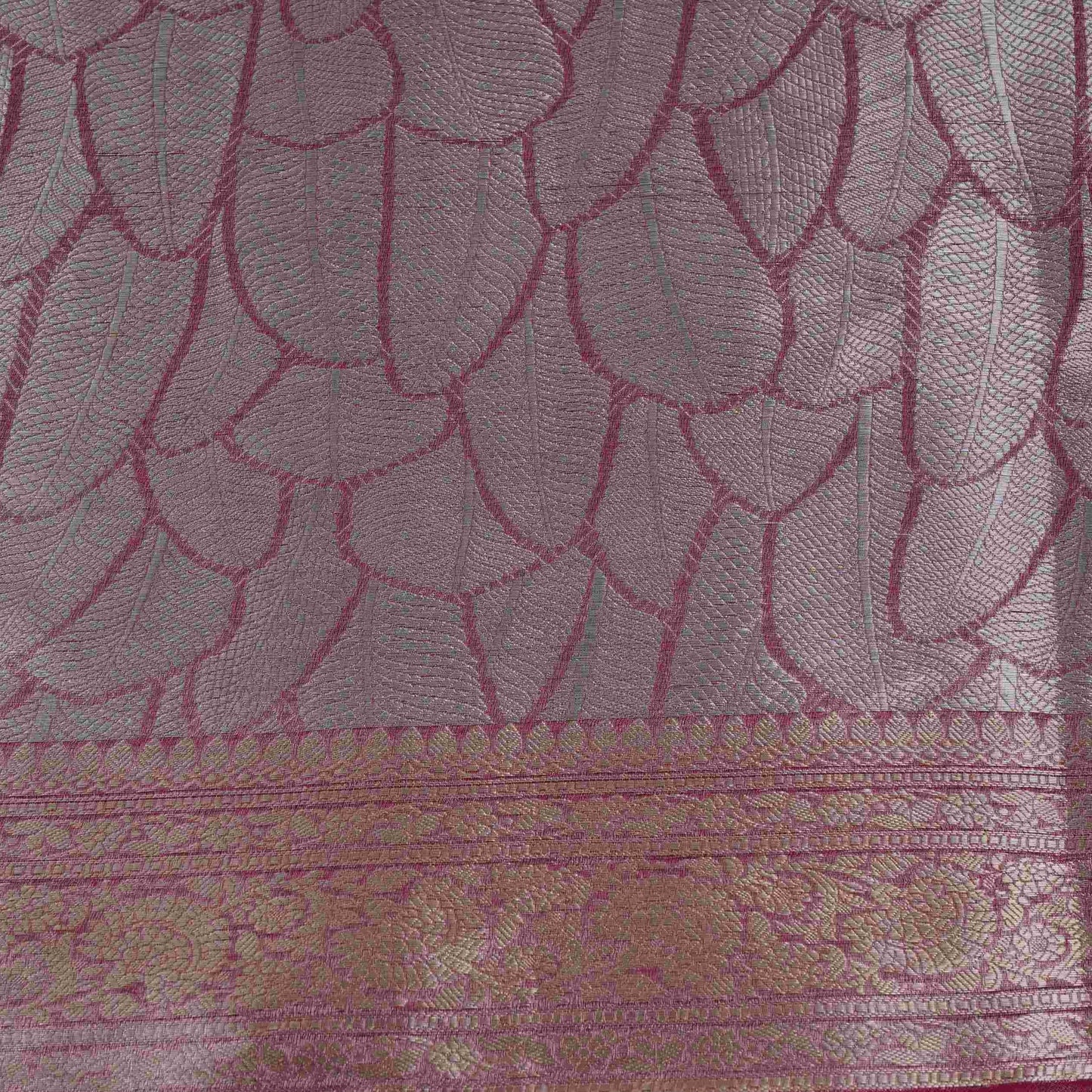 Silver Champagne Knot Jaal Tissue Fabric CW-32605