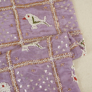 Lavender Sequnis Cutdana embroidery Tissue Fabric AC-29211