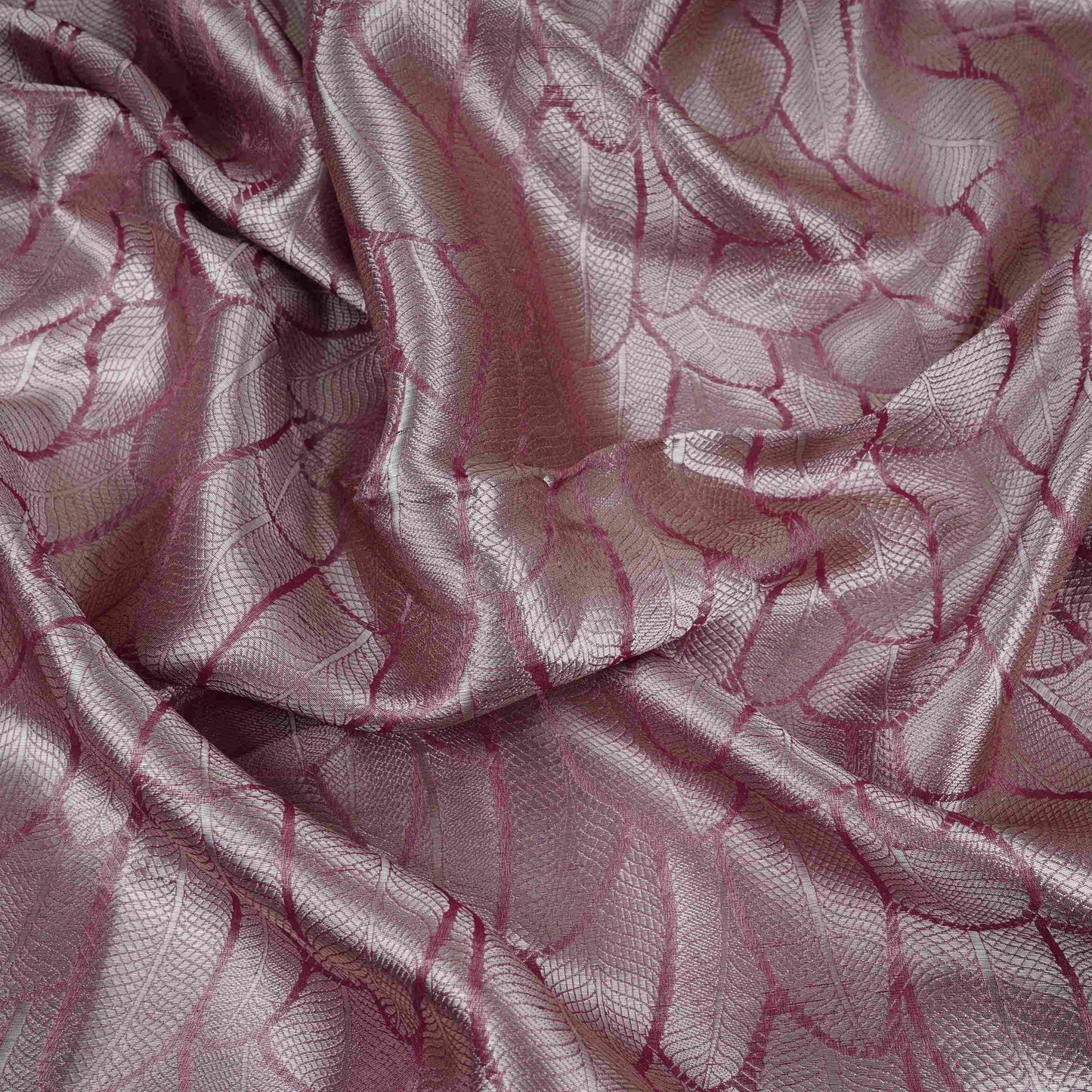 Silver Champagne Knot Jaal Tissue Fabric CW-32605