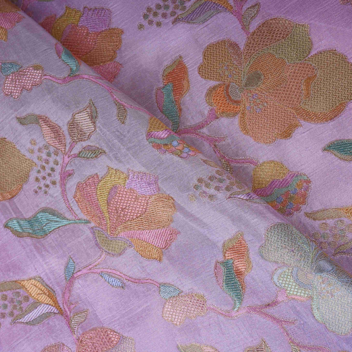 Lilac Floral Jaal Dola Jacquard Fabric SGS-30706