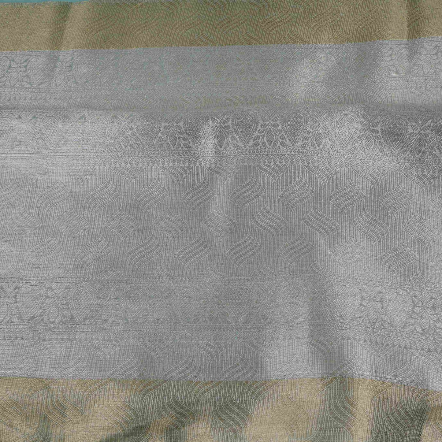 Silver Paisley Jacquard Weave Tissue Fabric CW-32589