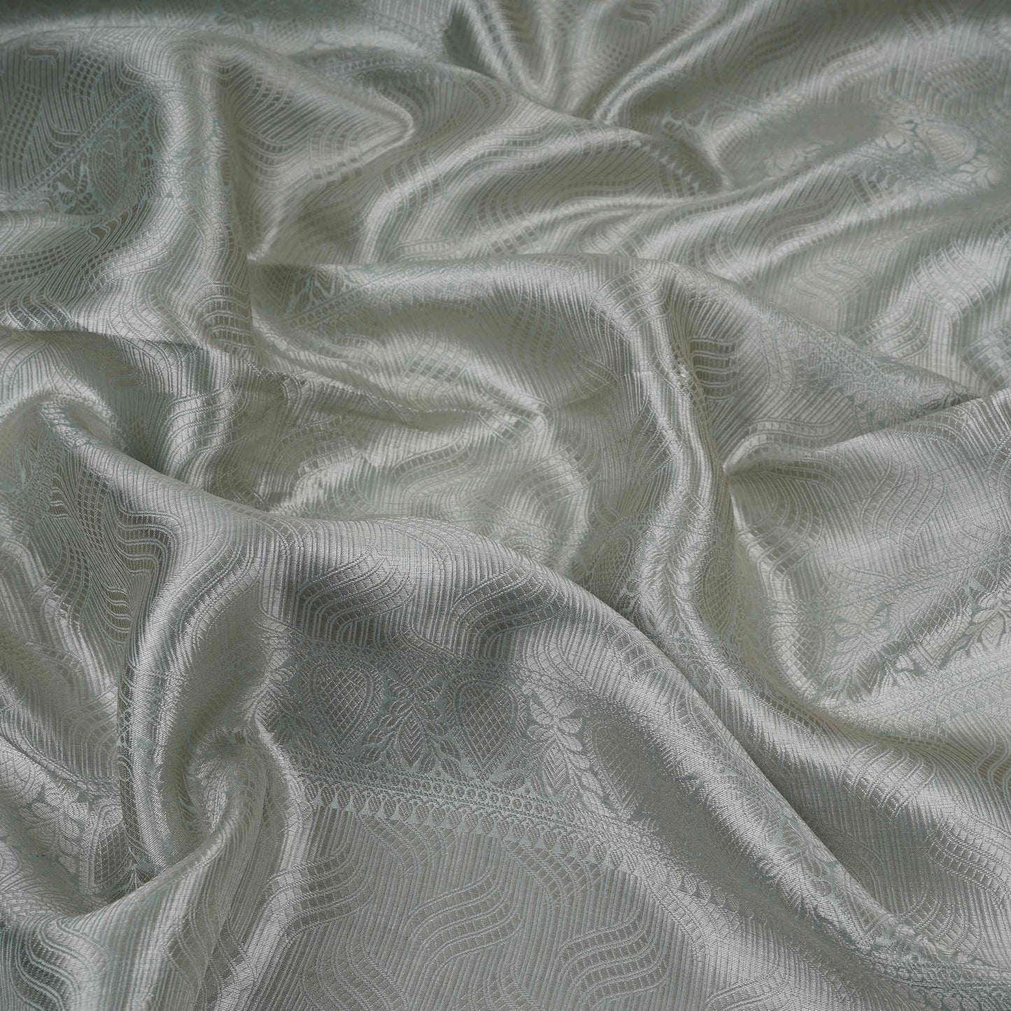 Silver Paisley Jacquard Weave Tissue Fabric CW-32589