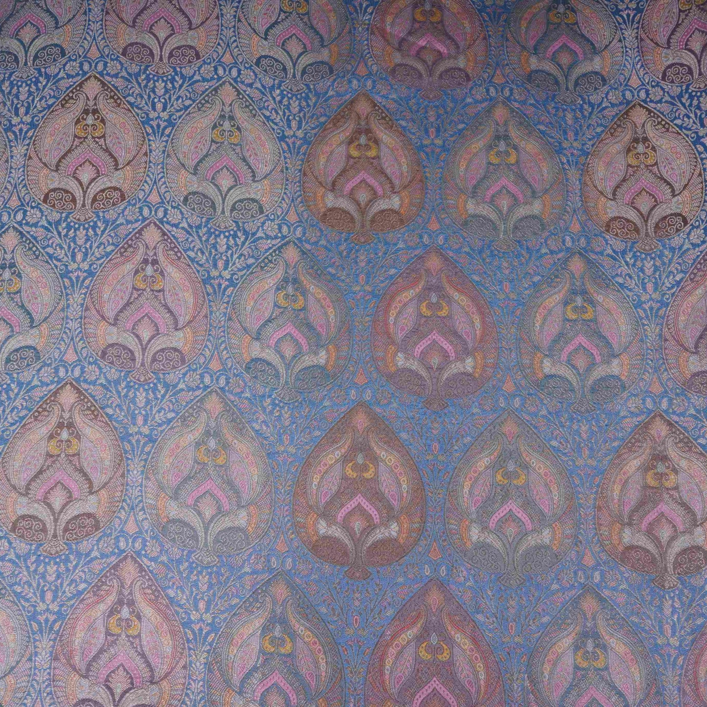 Cobalt Blue Jamawar Dola Jacquard Fabric SGS-30714
