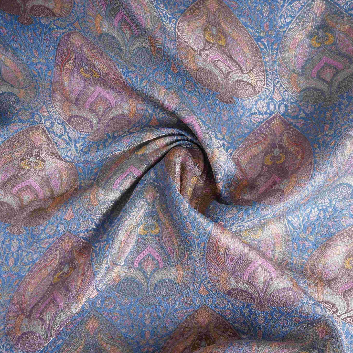 Cobalt Blue Jamawar Dola Jacquard Fabric SGS-30714