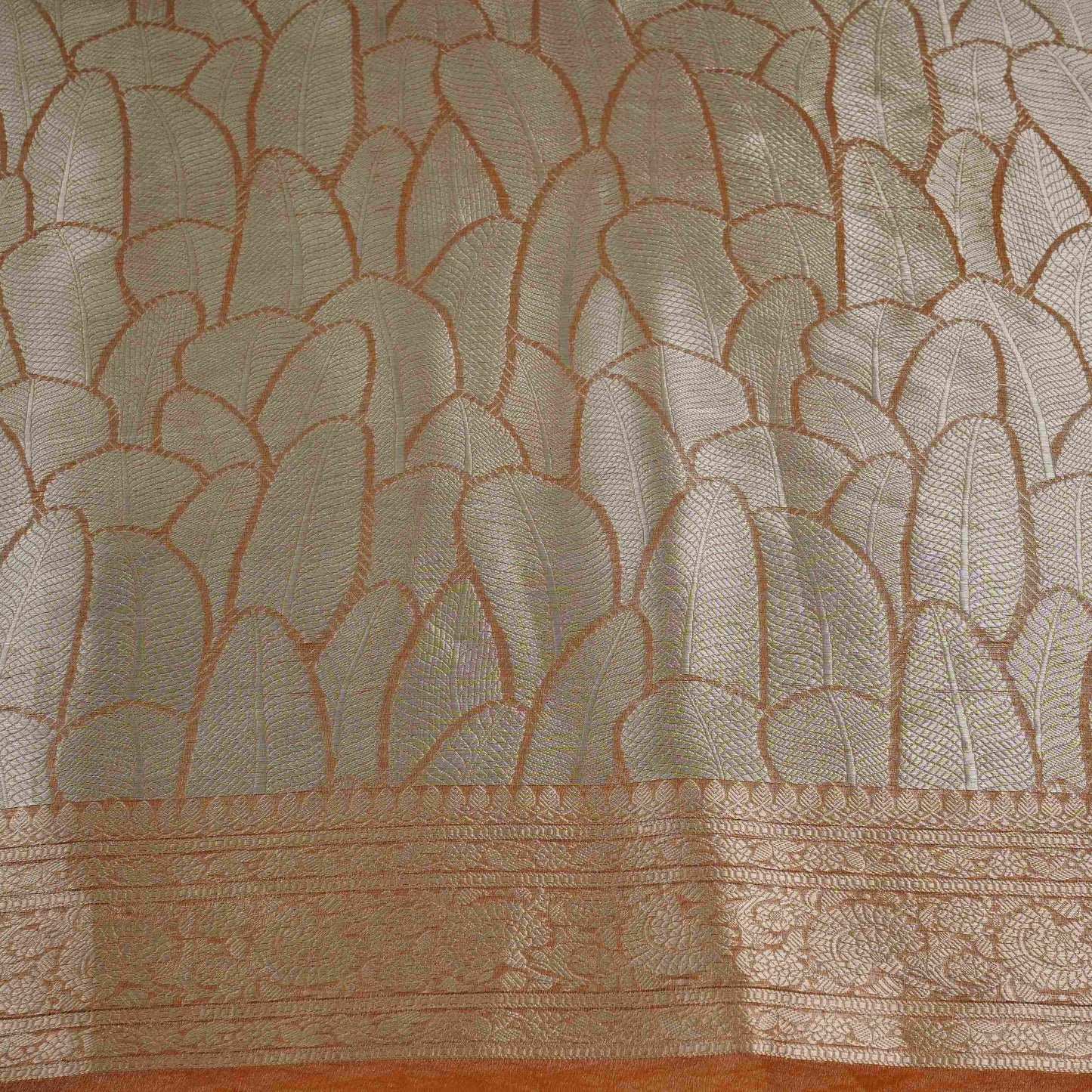 Copper Gold Zari Work Tissue Fabric CW-32596