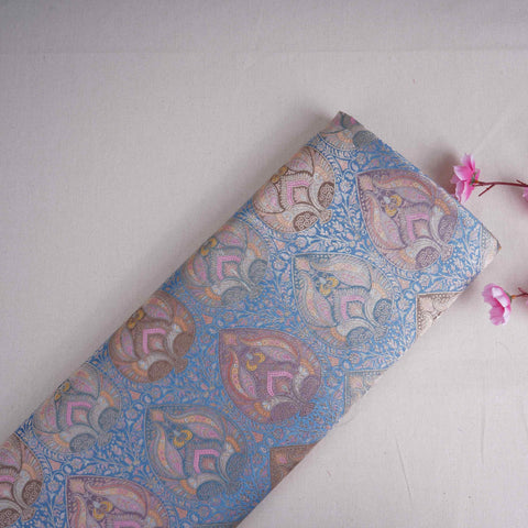 Cobalt Blue Jamawar Dola Jacquard Fabric SGS-30714