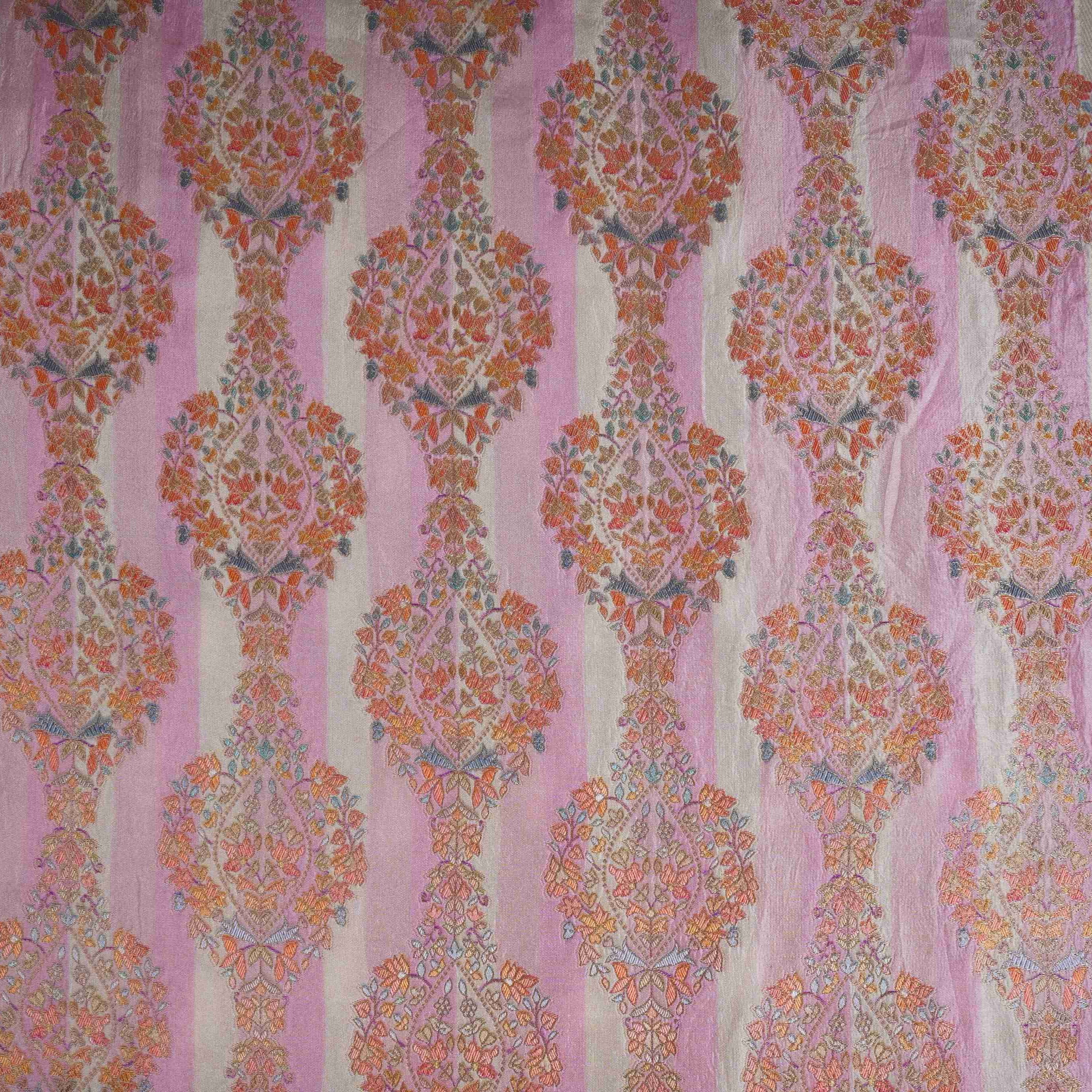Cream Meenakari Dola Jacquard Fabric SGS-30717 - TradeUNO